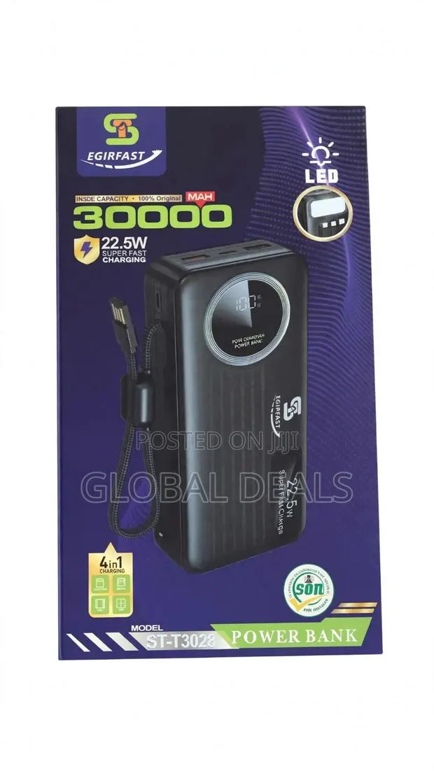 EGIRFAST 30000mAh Power Bank - 22.5W Super Fast Charge,4in1,LED Light · Photo 1