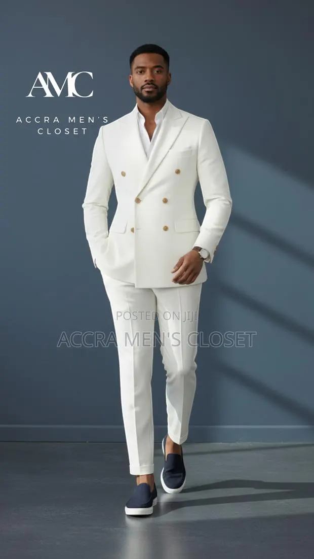 Men’S White Double Breasted Suit – 2 Piece Summer Wedding Event Suit · Photo 1