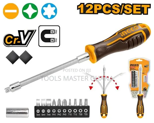 12 Pcs Flexible Shaft Screwdriver Set - Aksdfl1208 · Photo 1
