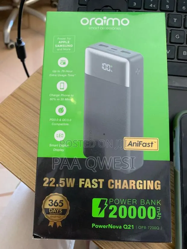 Oraimo 20000mah Power Bank 22.5w Quick Charge – Long Lasting · Photo 1