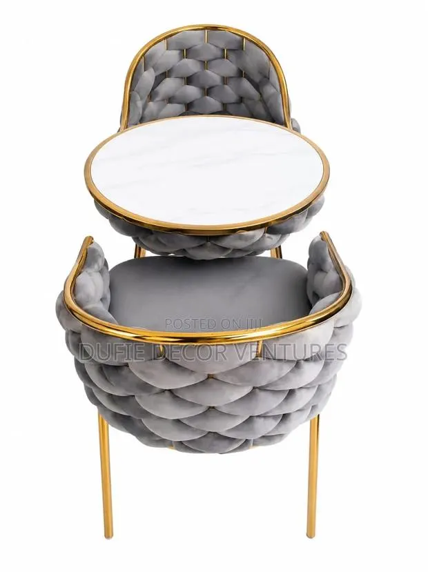 Modern Tufted Accent Chair- Dark Grey and Gold · Photo 1