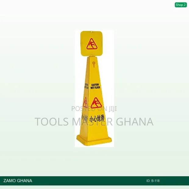 Short Caution Cone 27.2x27.2x92.4cm Caution Wet Floor - B-118 · Photo 1