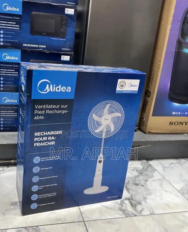 Super Affordable Midea 18” Rechargeable Standing Fan(White) · Photo 1
