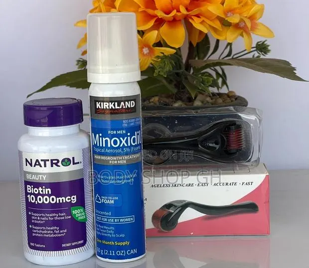 Kirkland Foam + Natrol Biotin + Derma Roller for Hair and Beard Growth · Photo 1