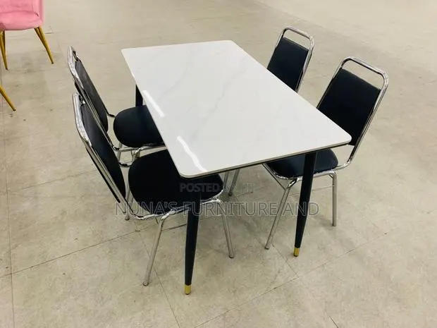 Dining Set (White and Black Marble ) · Photo 1