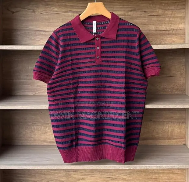 Classic Striped Polo Shirt for Men | Premium Knit Design | · Photo 1