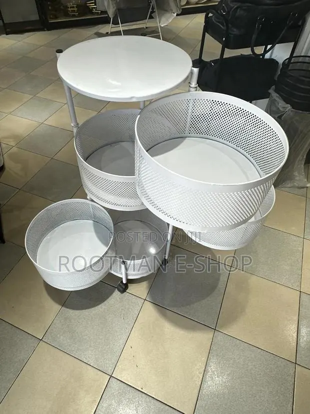 Three Tier Rotating Fruit Storage Rack With Wheels For Kitchen · Photo 1
