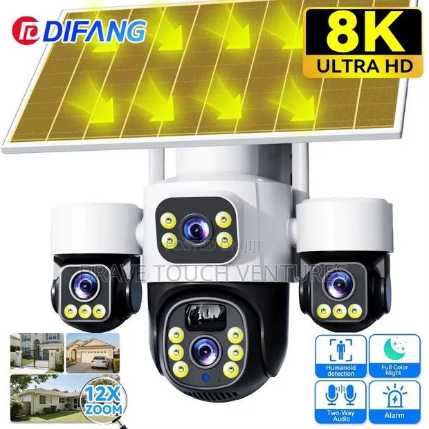 Difang 12x Zoom 3 Lens 4G Sim Solar Power CCTV Security Camera · Photo 1