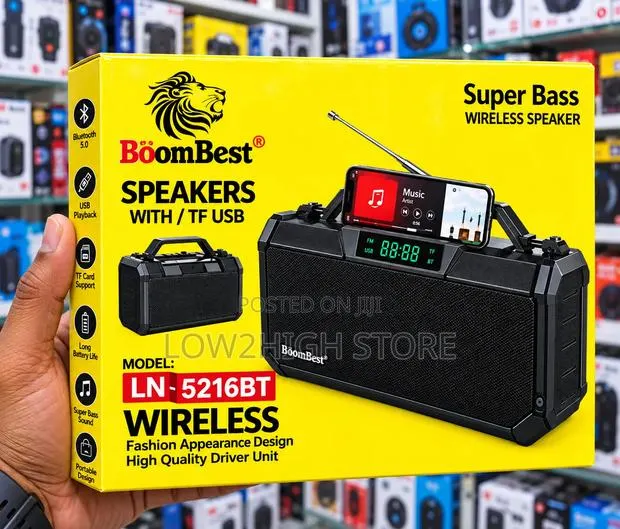 BoomBest LN-5216BT 50W SuperBass Wireless Bluetooth Speaker - Low2High · Photo 1