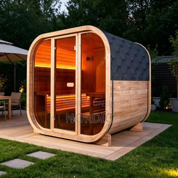 Sansheng 4-Person Premium Carbonized Spruce Wood Outdoor Sauna Room · Photo 1