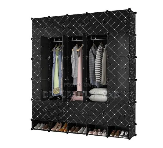 Black 20 Cubes Plastic Wardrobe · Photo 1