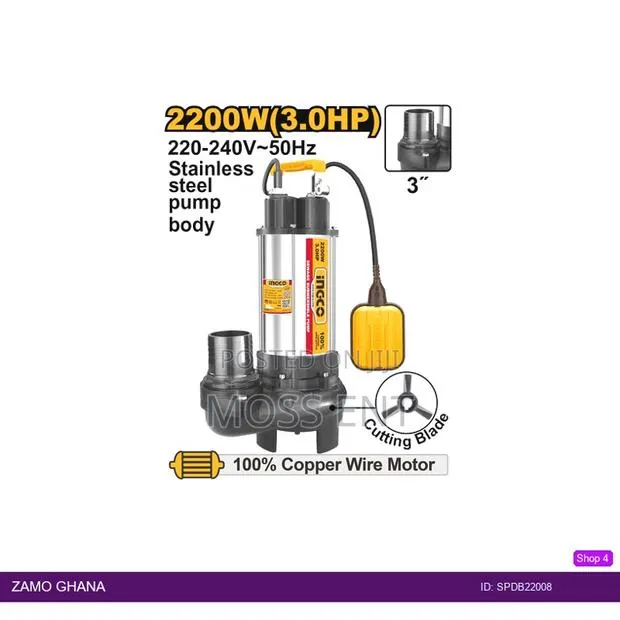 Sewage Submersible Pump 2200w 3hp - Spdb22008 · Photo 1