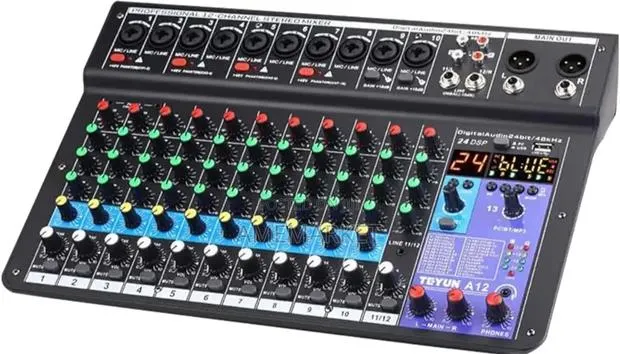 Quality 12 Channel Audio Mixer With Usb, Bluetooth 48v Phantom Power · Photo 1