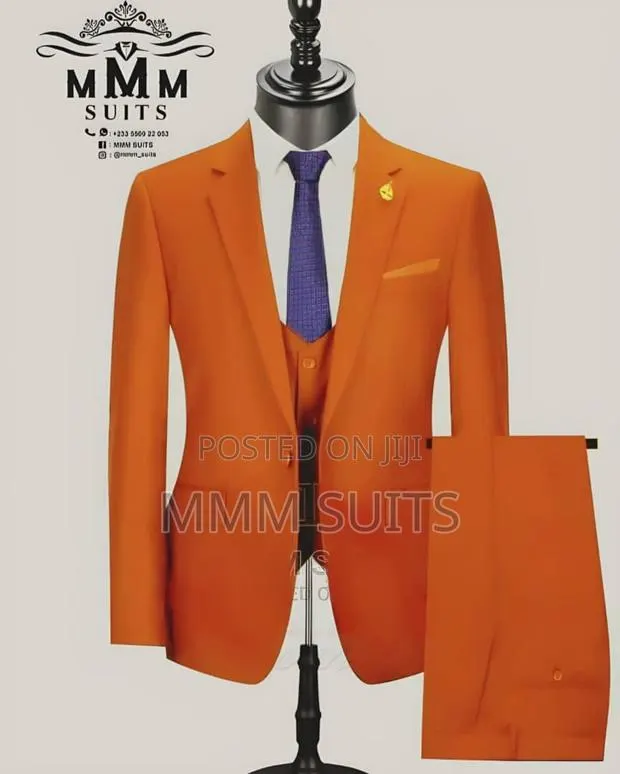 Quality 3-Piece Official Men Suit in Burnt Orange · Photo 1