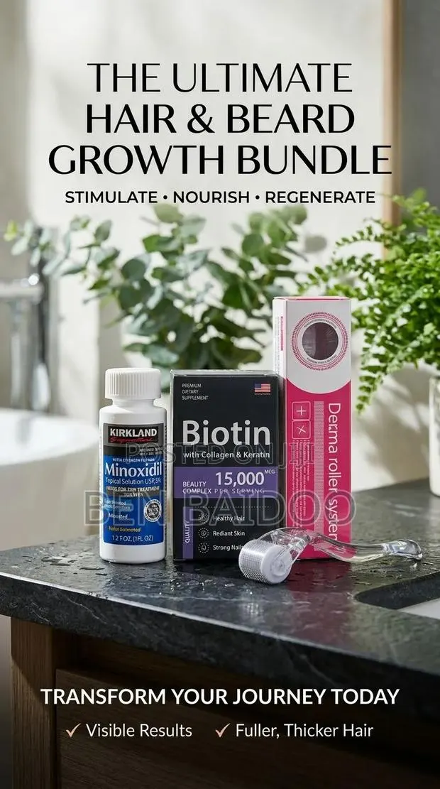Kirkland Bottle+Derma Roller+Biotin(Unstoppable Results)