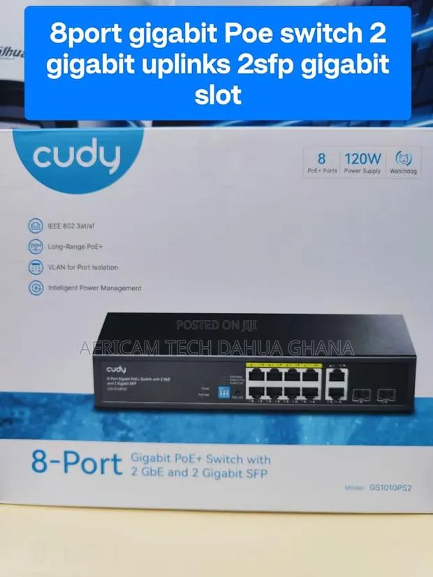 CUDY 8-Port Gigabit PoE+ Switch With 2 GbE and 2 Gigabit SFP · Photo 1