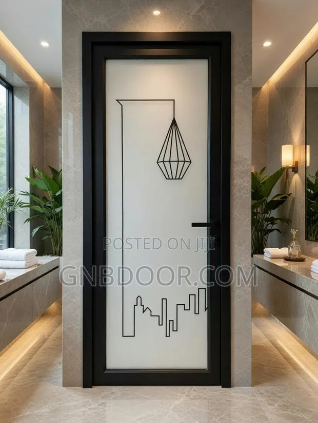 B402 Glass Door Bathroom Door Safety Glass Aluminum Frame · Photo 3