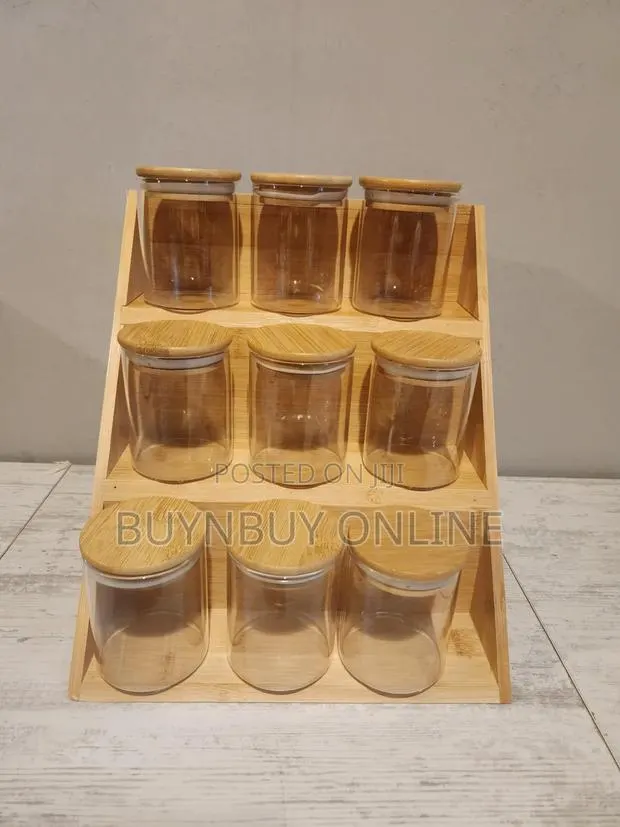 9 Piece Glass Spice Jar With Spice Rack With Labels and Pen · Photo 1