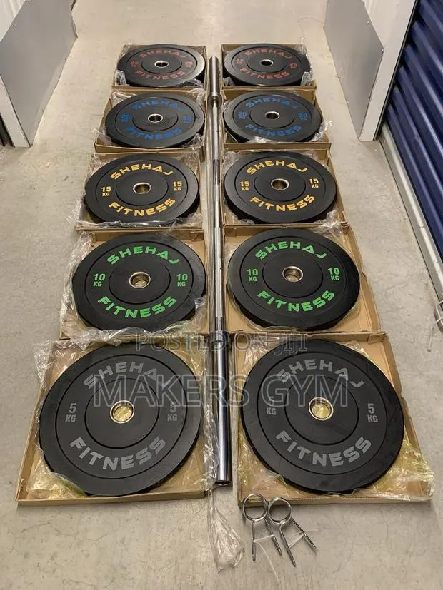150kg +7ft 20kg Barbell Set Bumper Weight Plates Olympic · Photo 1