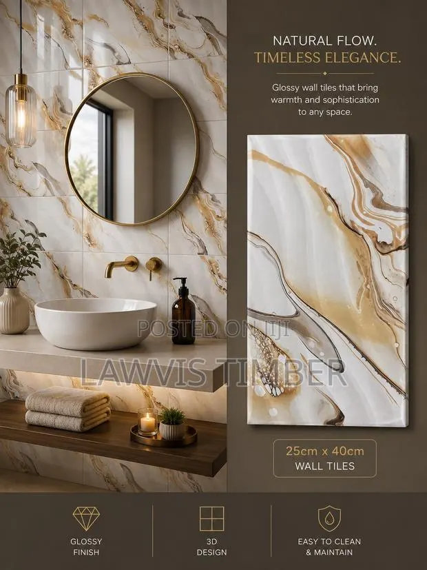 25x40cm Golden River Onyx Glossy Marble Wall Tiles · Photo 1