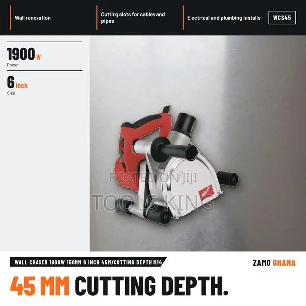 Wall Chaser 1900W 150Mm 6 Inch 45m/Cutting Depth M14 - WCS45 · Photo 1
