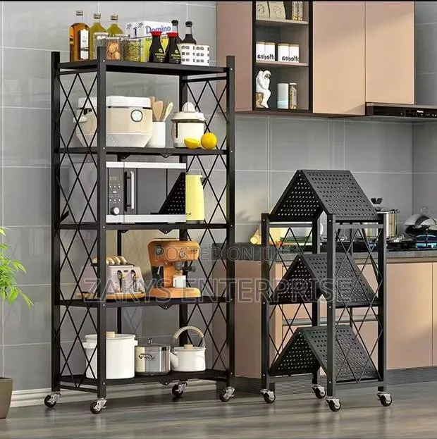 Metallic Non Stick Kitchen Rack Shelve With Wheels · Photo 1