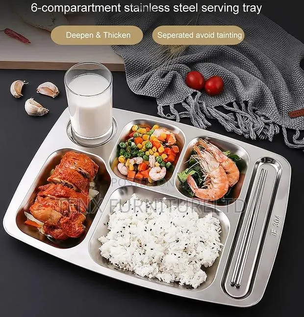 Plate (Stainless Steel 6 Compartment) · Photo 1