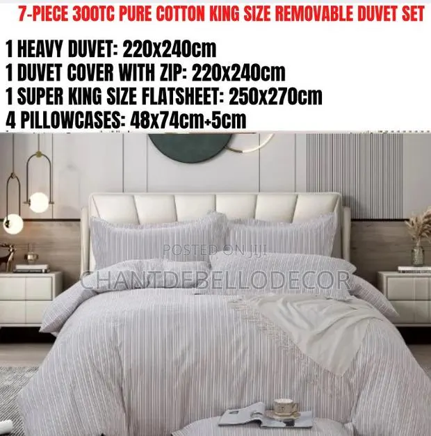 300-Thread-Count Pure Cotton King Size Removable Duvet Set · Photo 1