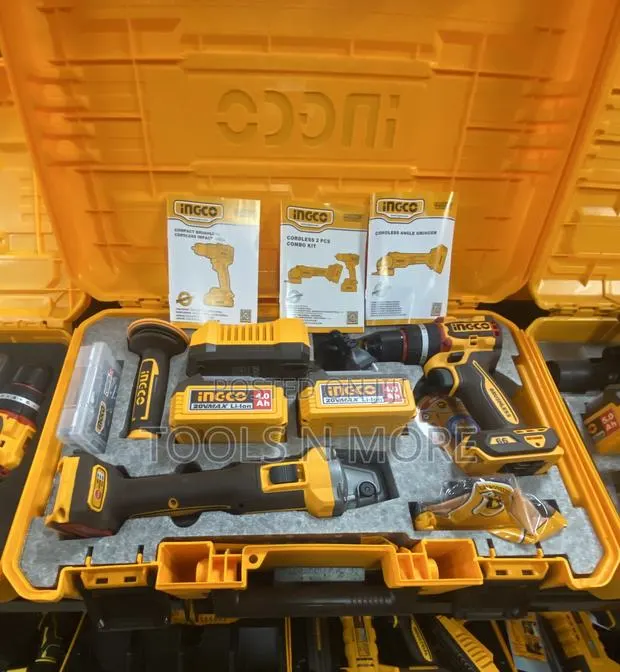 Ingco 2 Pieces Combo Set (Cordless Drill 66nm and Angle Grinder) · Photo 1