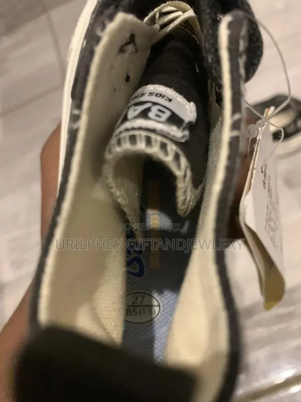 Kids Black White High-Top Sneakers – Velcro Lace Up Canvas Shoes · Photo 3