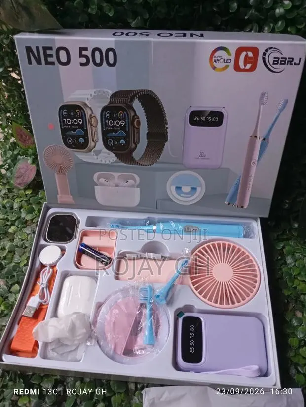 12-in-1 NEO 500 Smart Watch Combo Set - Airpod, Power Bank - Pink · Photo 1