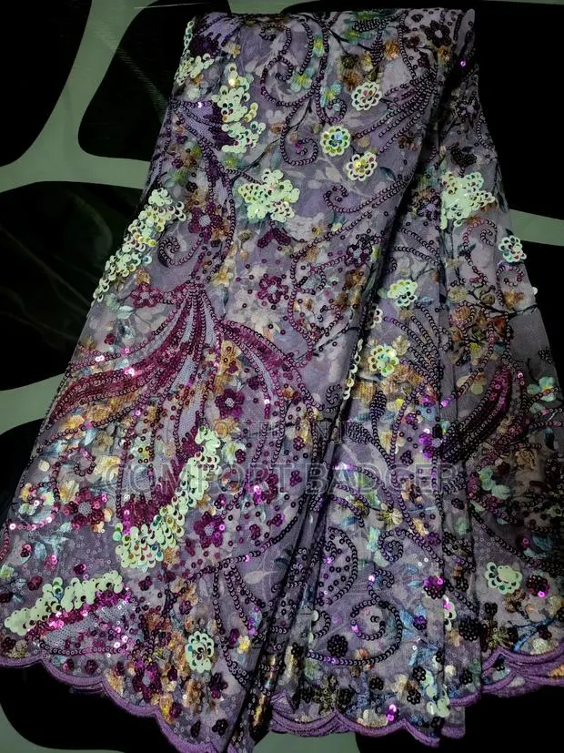 Beautiful Embellished Purple Sequin Lace