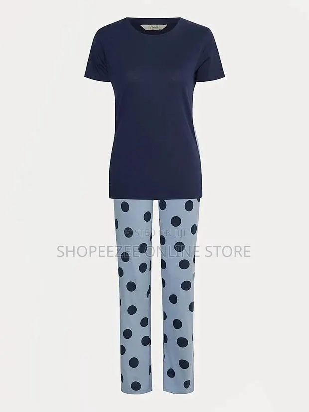 Ladies Blue Spotted Short Sleeve Pyjamas · Photo 1