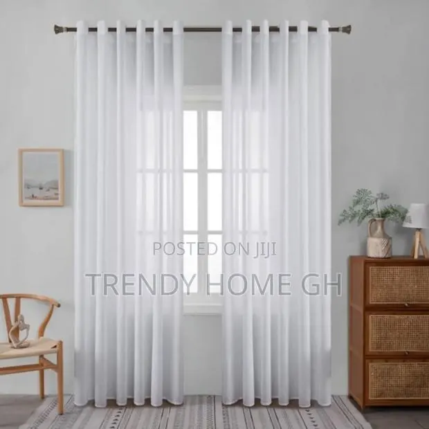 Elegant White Voile Curtains Light Airy Window Drapes. 140x170 CM · Photo 1