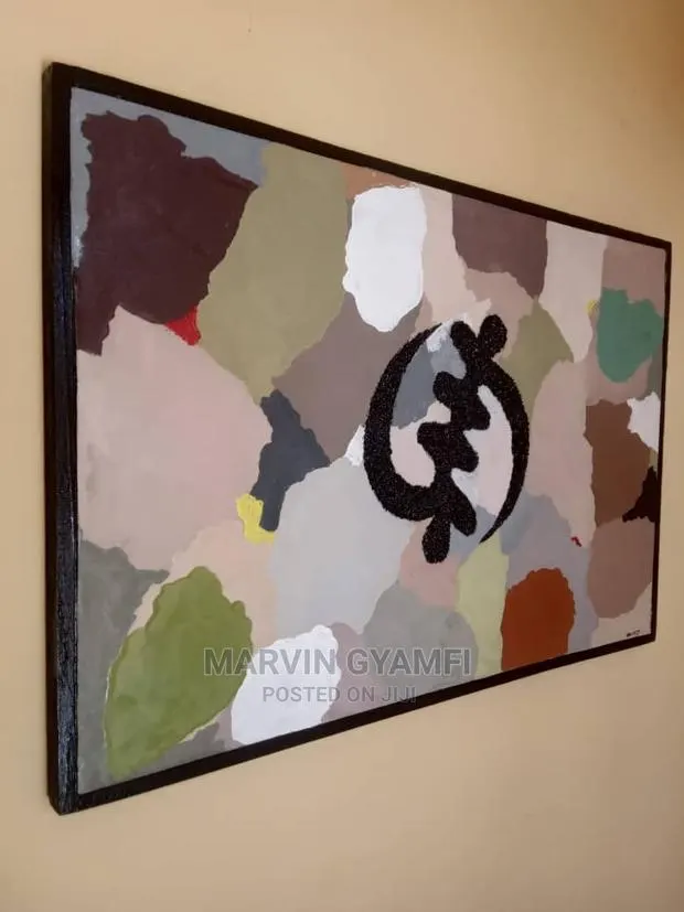 Gye Nyame Framed Abstract on Canvas. 46X 28 Inches · Photo 1