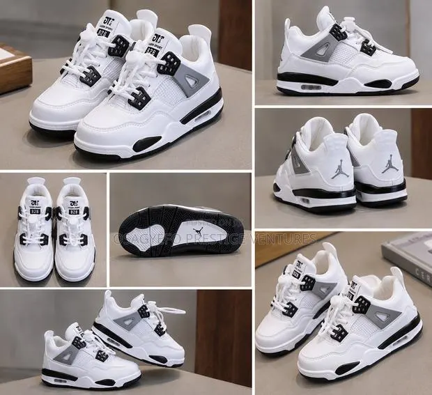 Quality Kids’ Jordan 4-Inspired Sneakers – White Edition · Photo 2