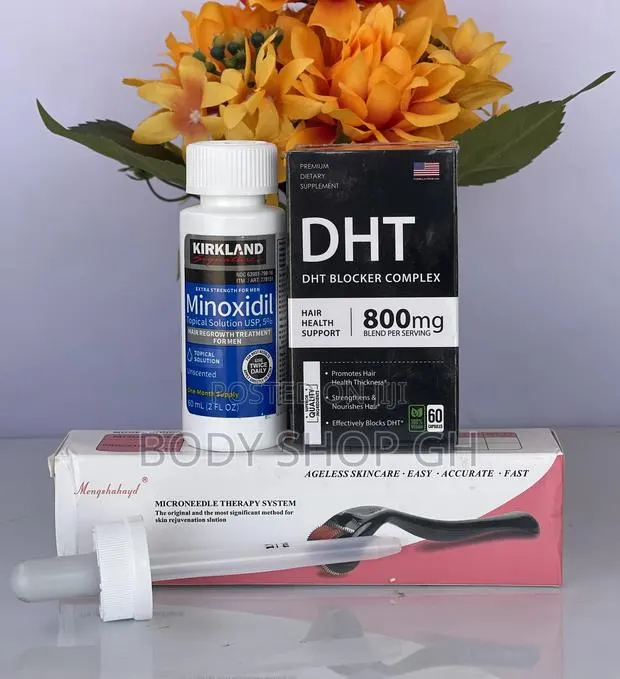 Kirkland Minoxidil + Derma Roller +Dht Blocker Hair Growtset · Photo 1