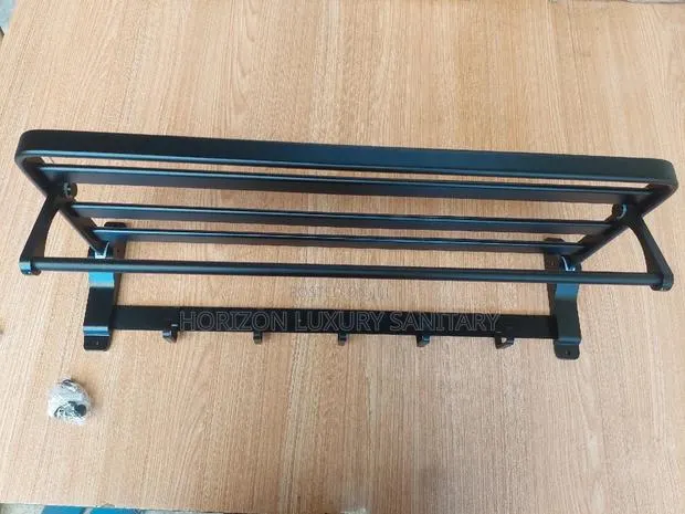 Folding Black Stainless Steel Multi Towel Rack With Hook · Photo 1