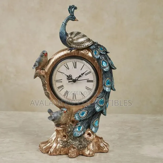 Poised Peacock Accented Table Clock · Photo 1