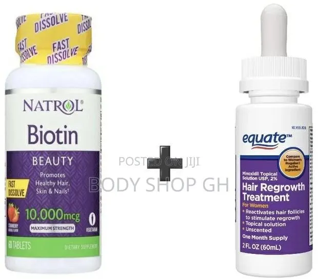 Hairloss Treatment Pack for Women -Equate Minoxidil Biotin · Photo 1