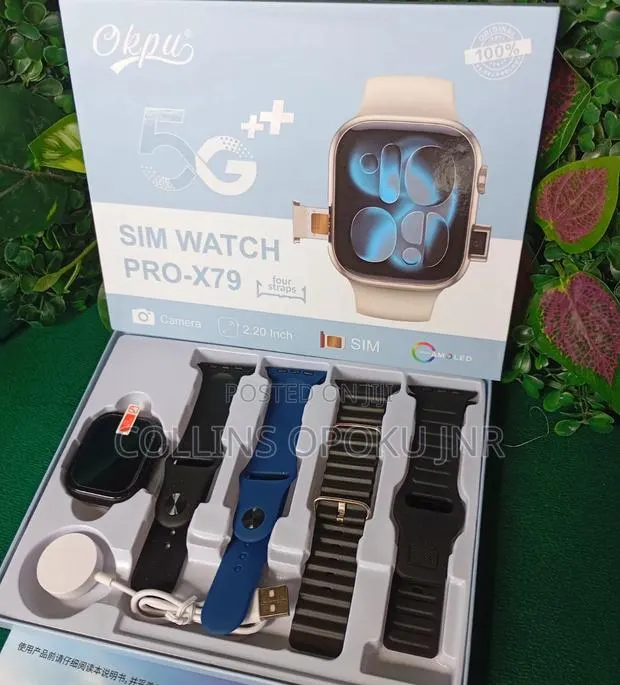 Pro-X79 Smart Watch With Sim Slot and Camera + 4 Straps - Black · Photo 1