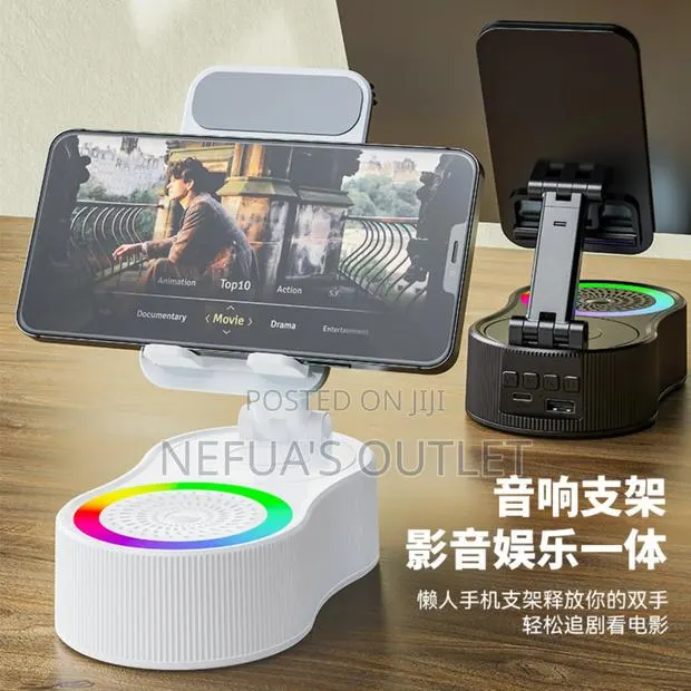 Bluetooth Speaker With 360° Rotating Phone Stand and Power Bank