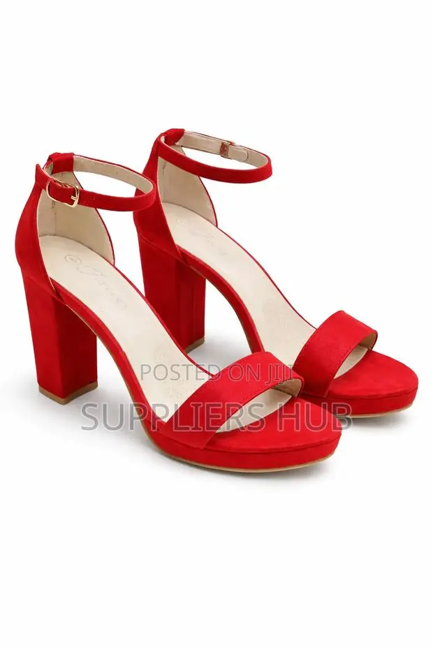 Women's High Quality Ankle Strap Suede Block Heel Shoes · Photo 1