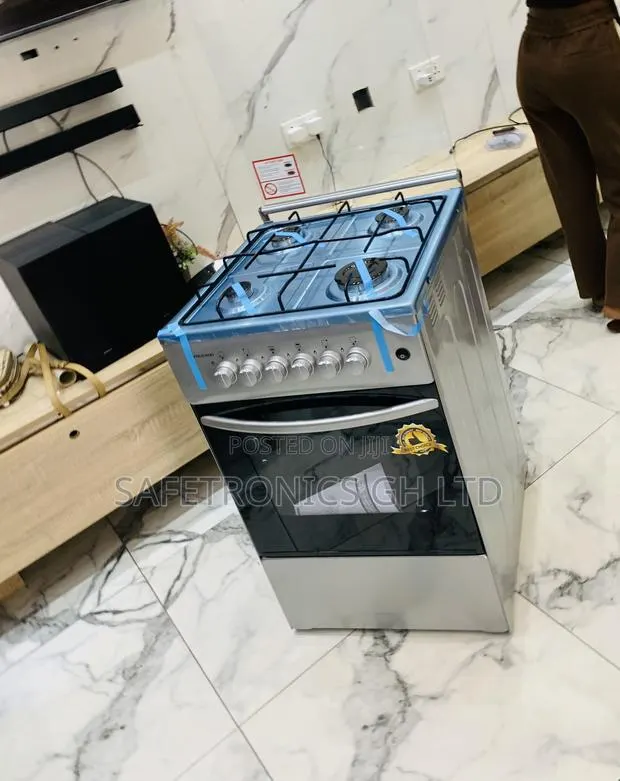 Sealed Grey Volcano 50×50 Gas Cooker 4 Burners, Oven Grill | Silver · Photo 1