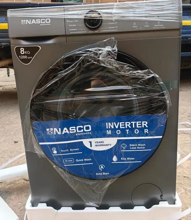 Nasco 8kg Front Load Fully Automatic Inverter Washing Machine 1200rpm · Photo 1