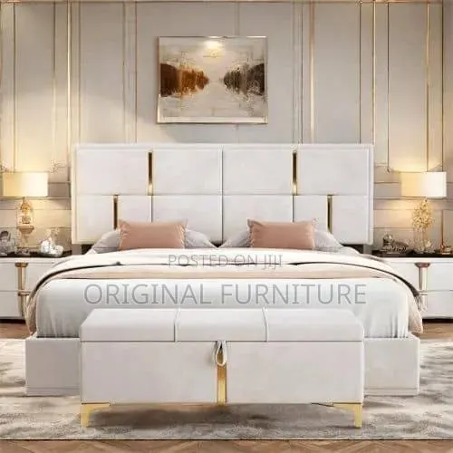 King Size Bed Frame With Mattress Side Drawers and Ottoman · Photo 1