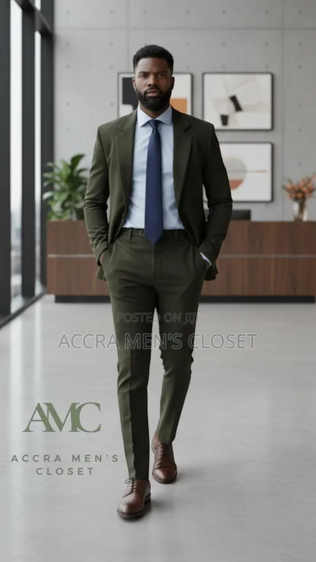 Men’S Slim Fit Olive Suit – 2 Piece Business Smart Casual Suit · Photo 1
