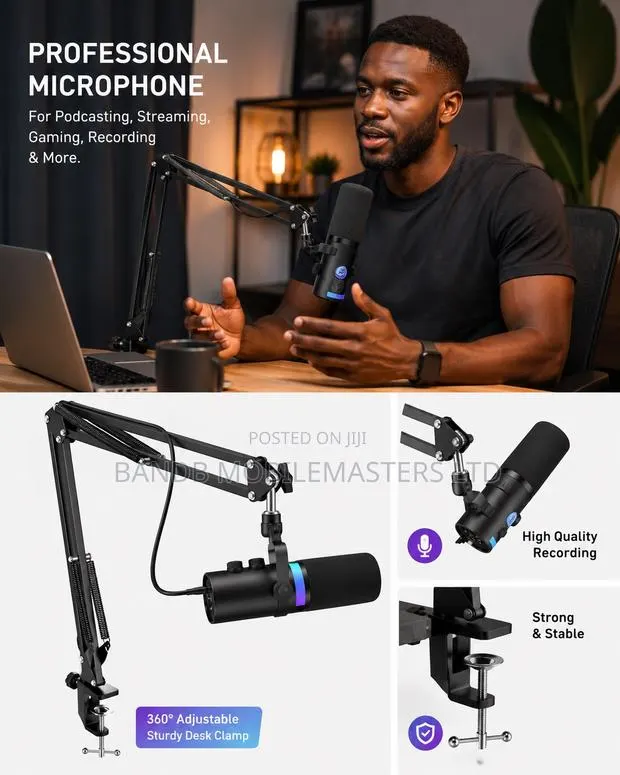 Professional Podcast Microphone Kit With Boom Arm Stand · Photo 1