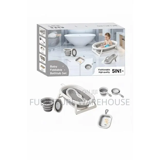 Grey 5-in-1 Baby Foldable Bathtub Set · Photo 1