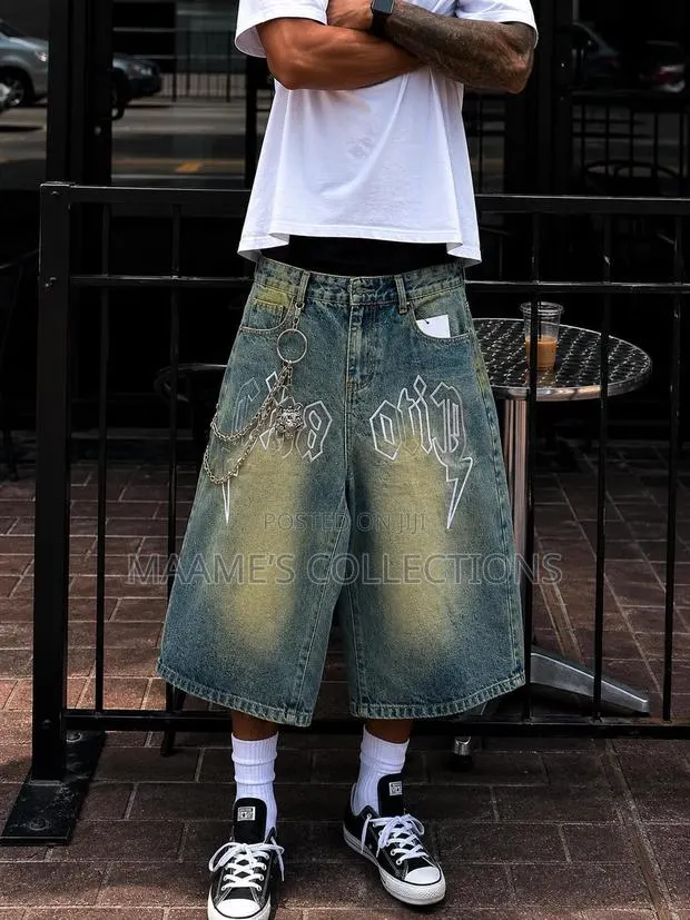 Men’s 3 Quarter Baggy Denim Jorts / Shorts – Vintage Streetwear Jeans · Photo 1